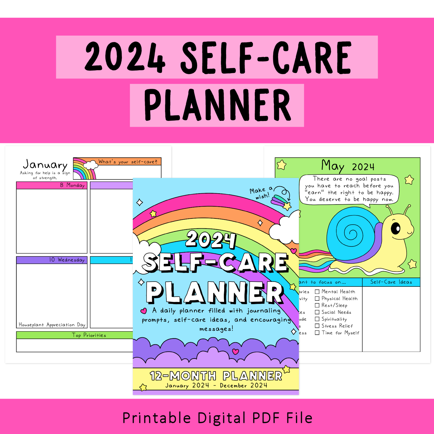 2024 SelfCare Planner SelfLoveRainbow