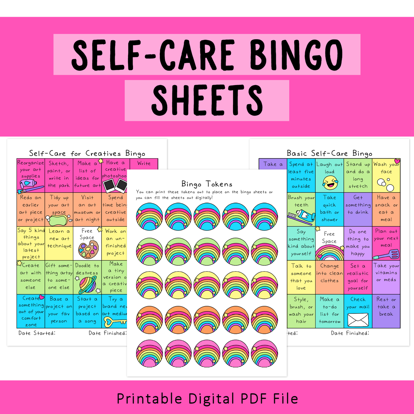 Self-Care Bingo Sheets