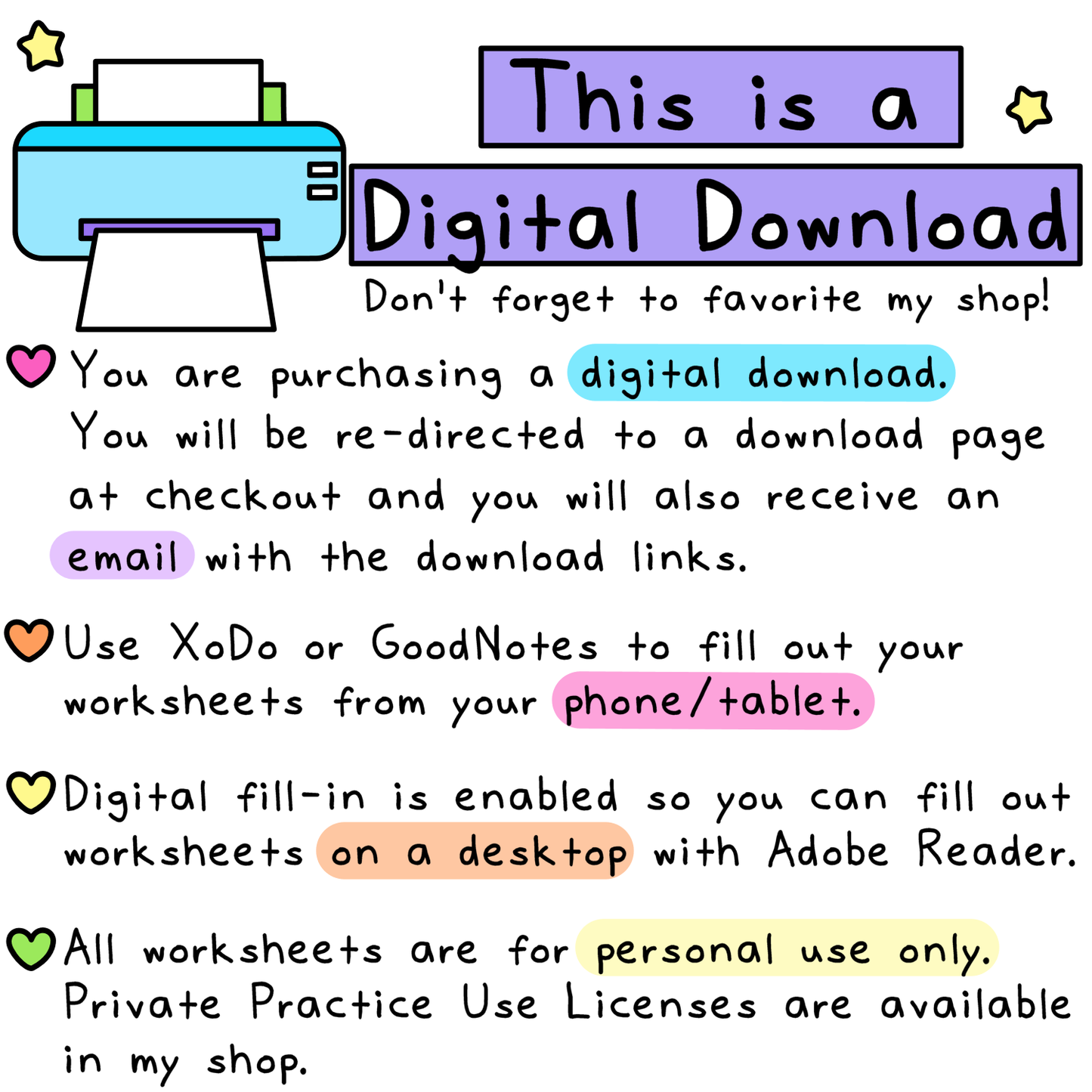 Daily Self-Care Worksheets Bundle