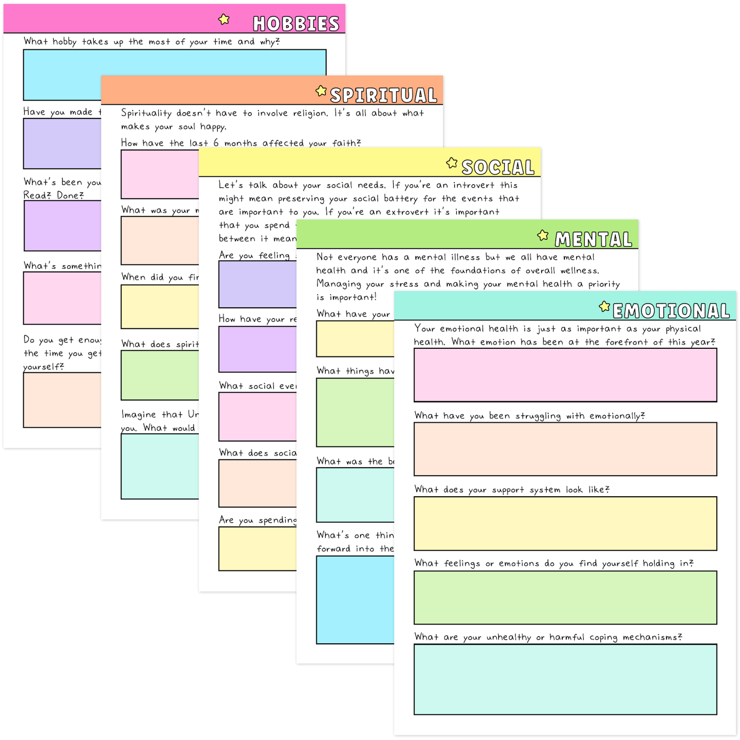 Midyear Self-Care Evaluation Worksheets