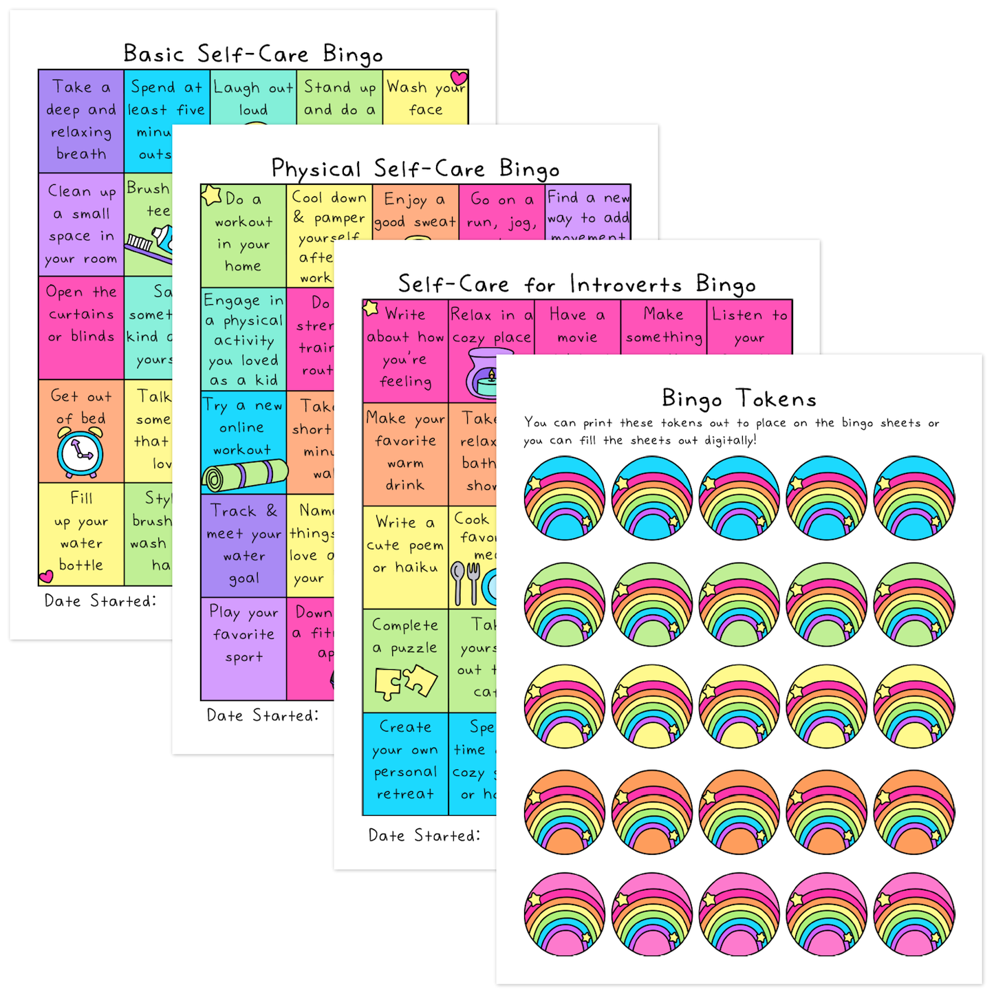 Self-Care Bingo Sheets