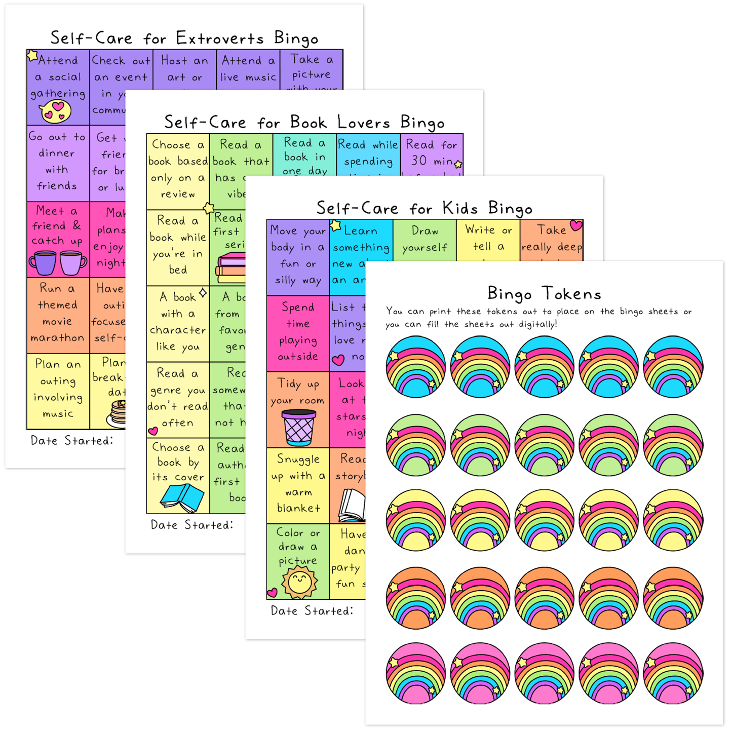 Self-Care Bingo Sheets