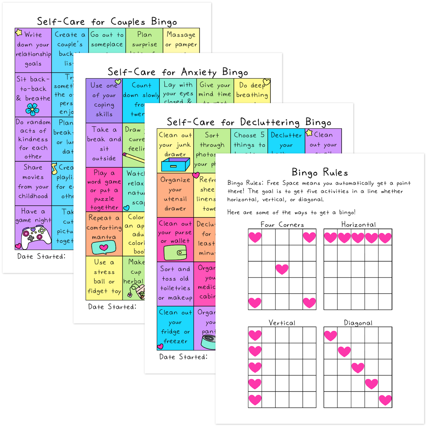 Self-Care Bingo Sheets
