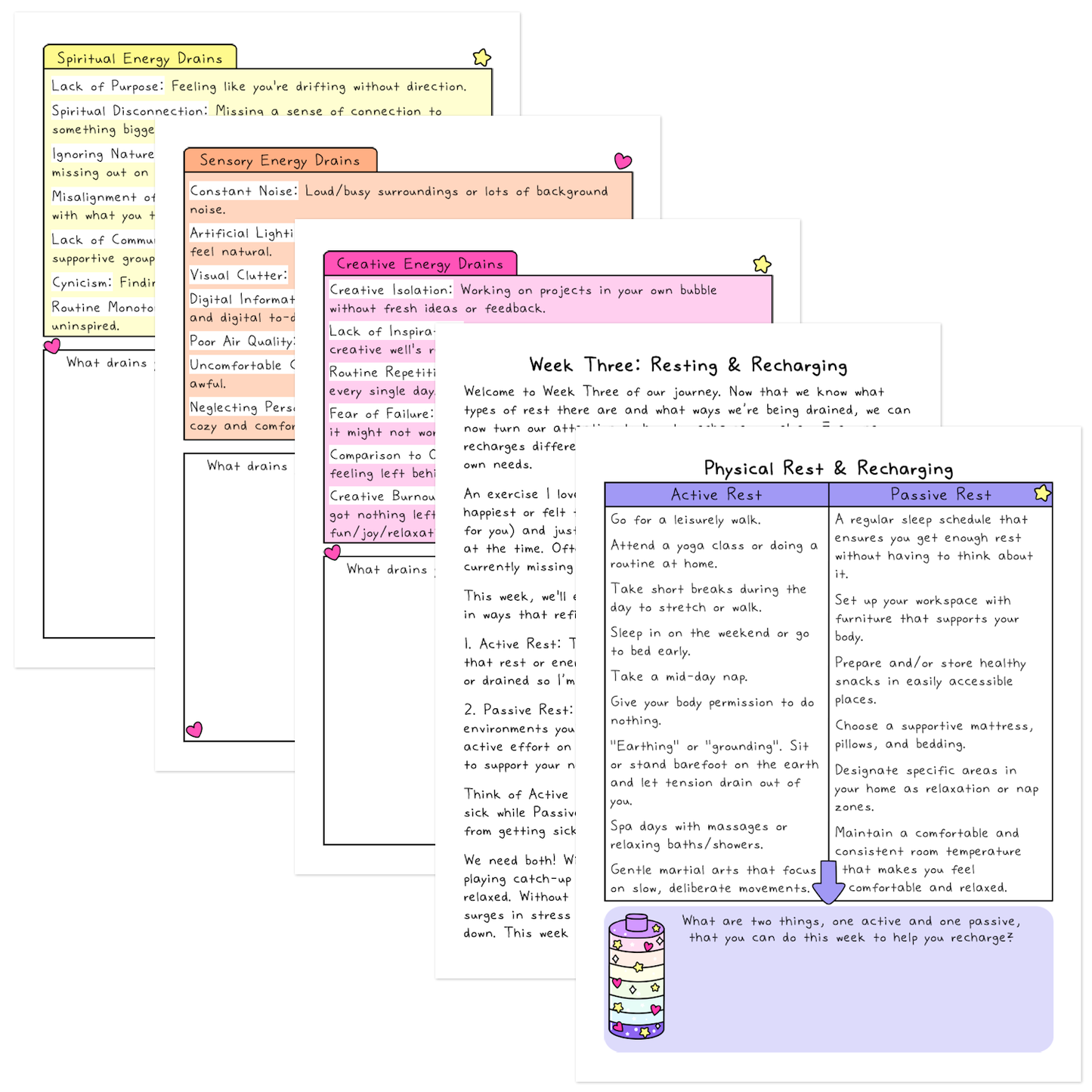 Rest & Recharge | Types of Resting Workbook