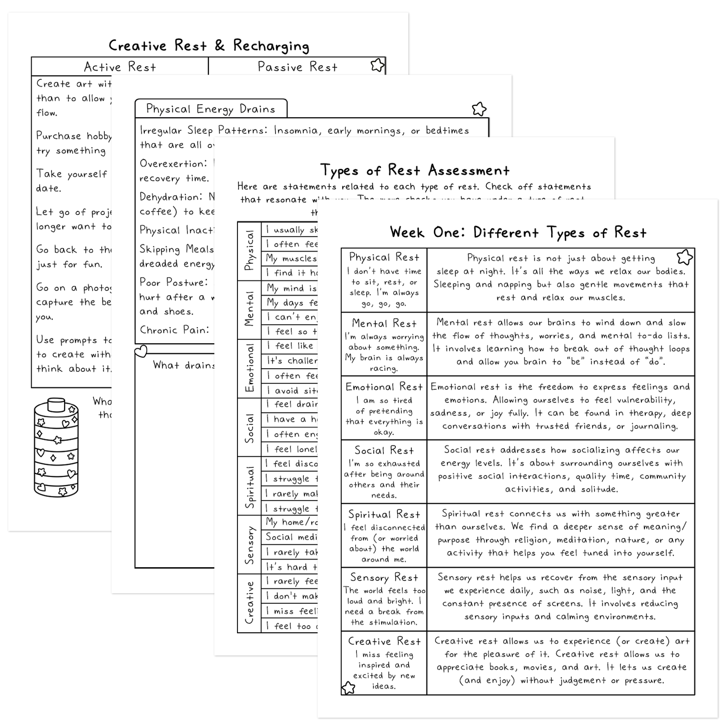 Rest & Recharge | Types of Resting Workbook