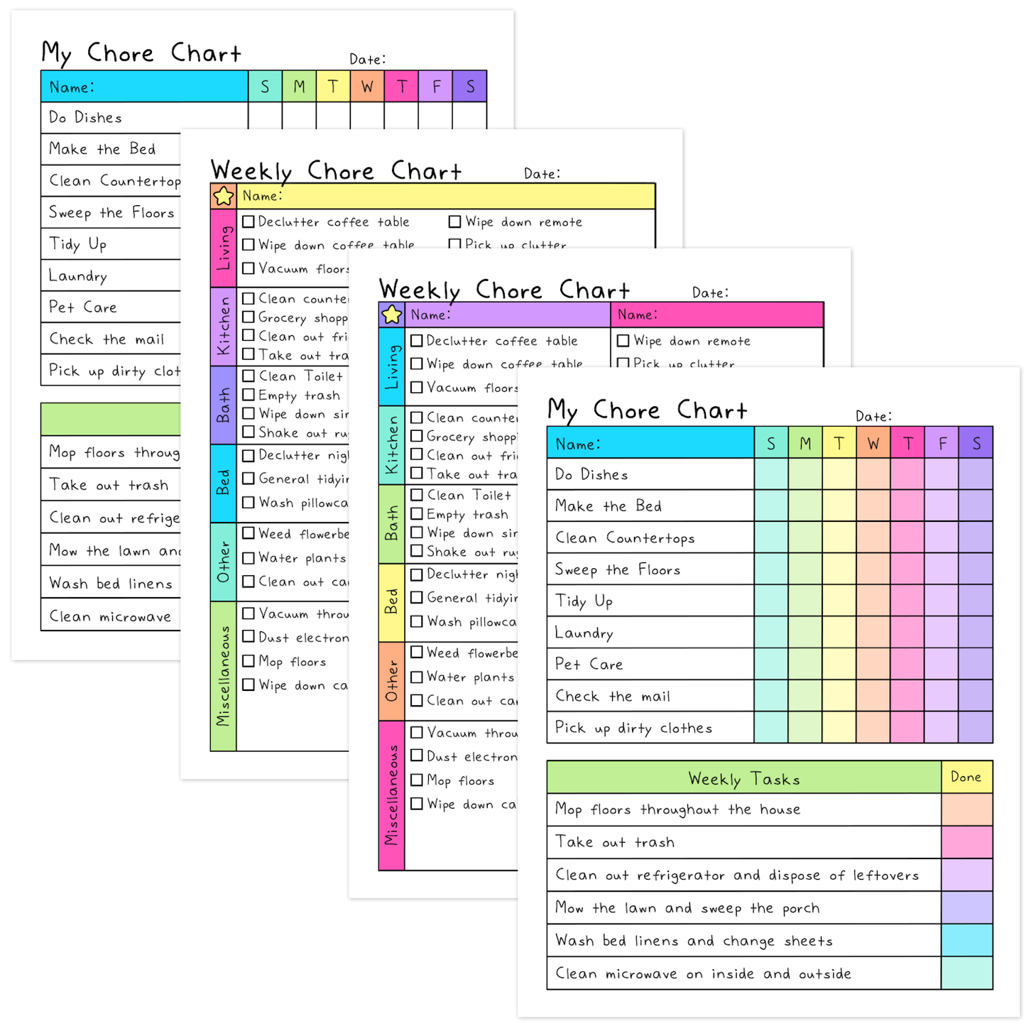 Cleaning Lists & Chore Charts