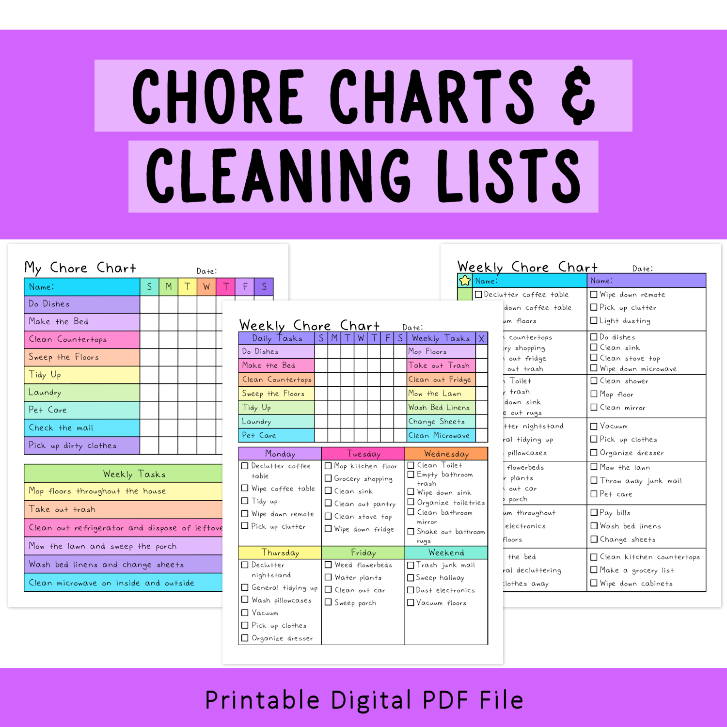 Cleaning Lists & Chore Charts