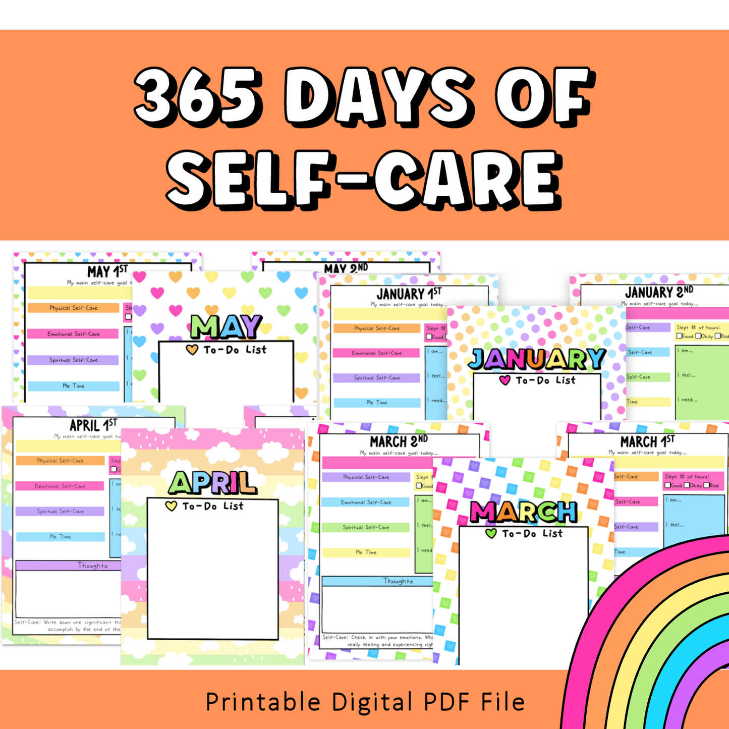 Daily Self-Care Worksheets Bundle