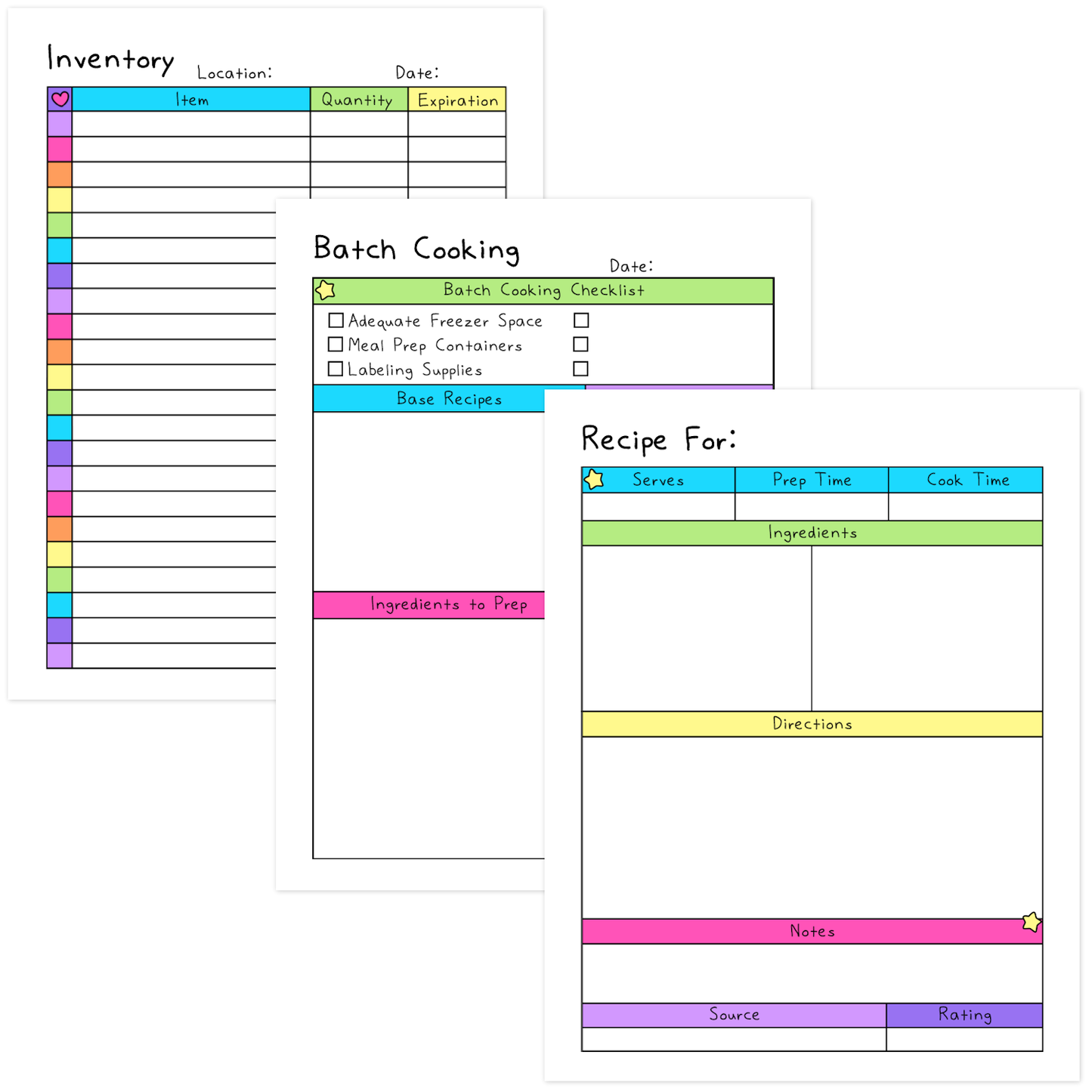 Meal Planner Worksheets