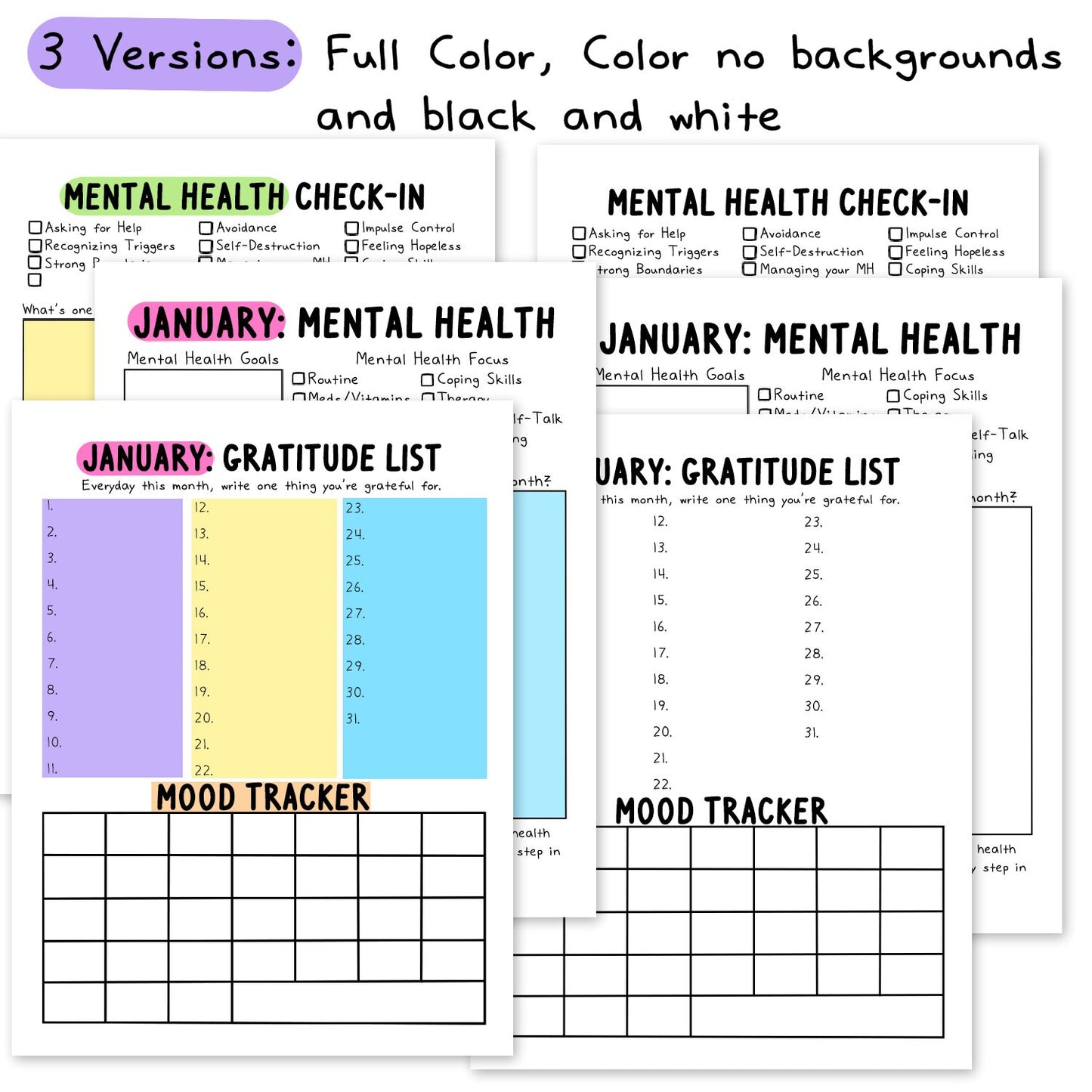 Mental Health Worksheets