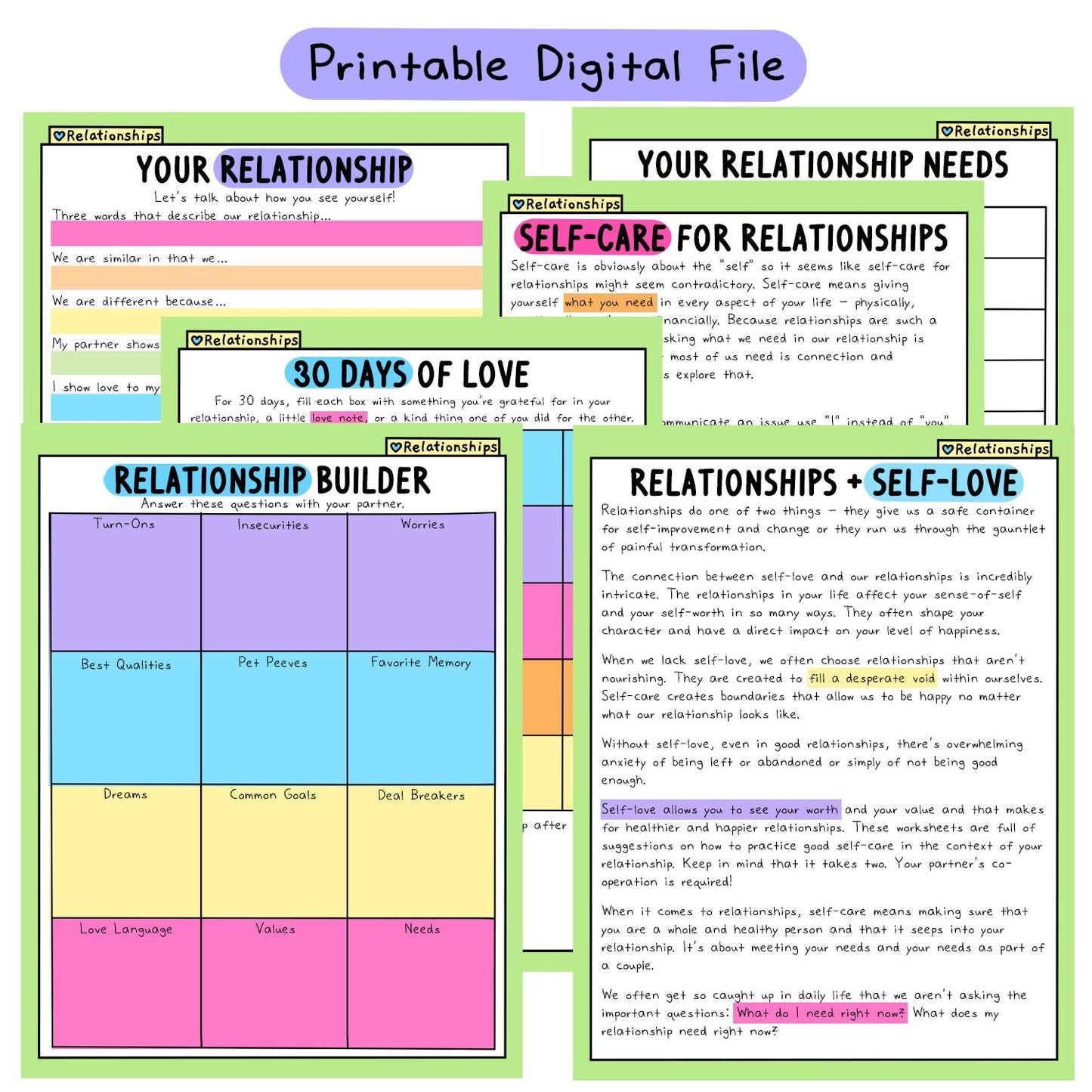 Self-Love Workbook: Relationship Add-On