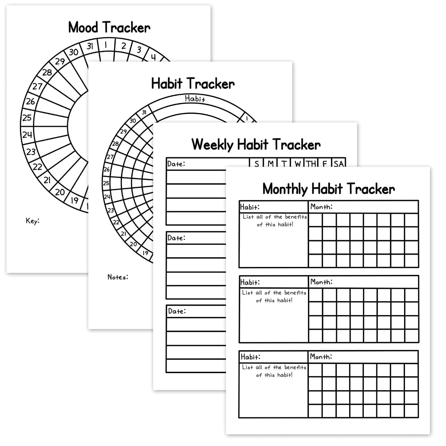 Habit Tracker Worksheets