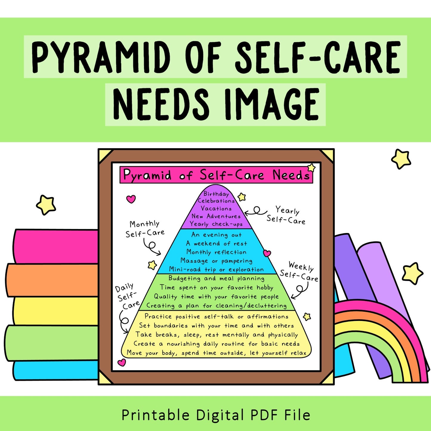 Digital Image Bundle | Printable Art | Colorful Wall Art | Classroom Poster | Coping Skills | Therapist Office | Calm Corner