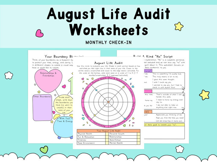 August Life Audit Worksheets