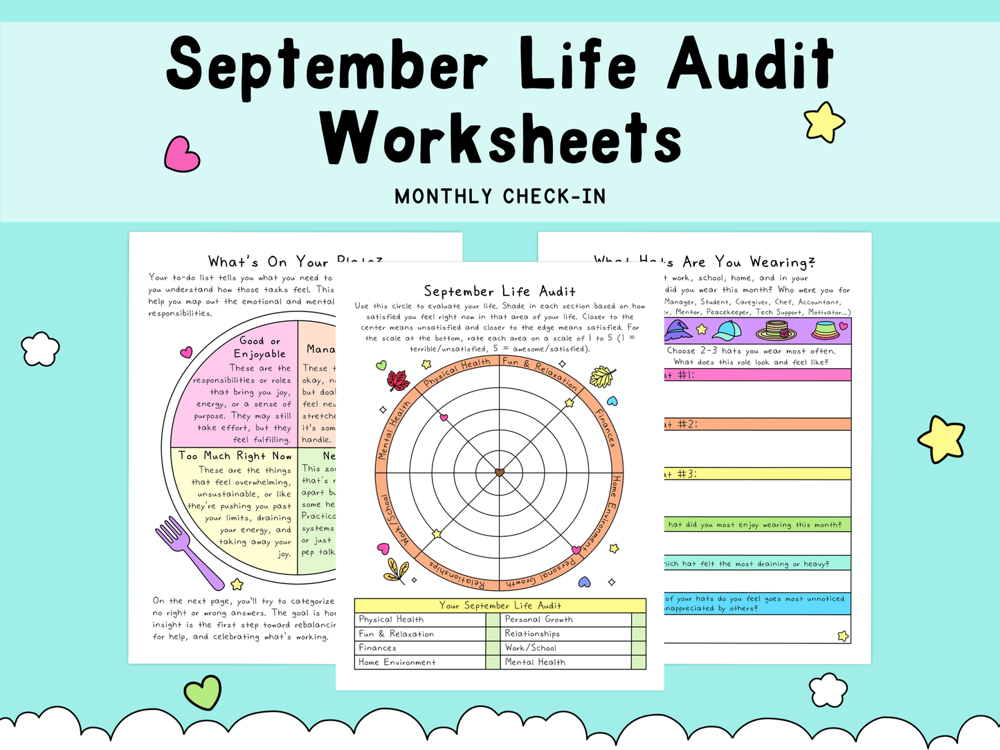 September Life Audit Worksheets