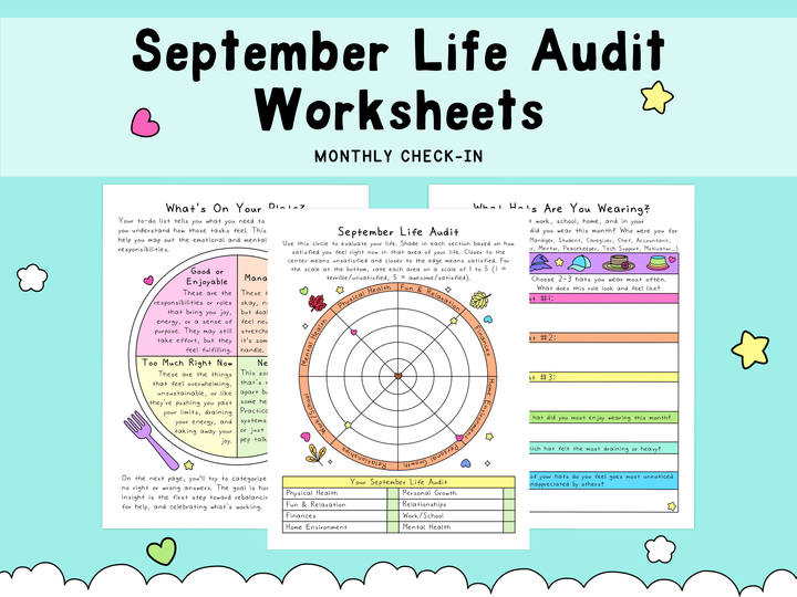 September Life Audit Worksheets