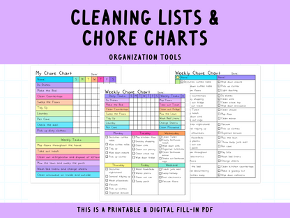 Cleaning Lists & Chore Charts