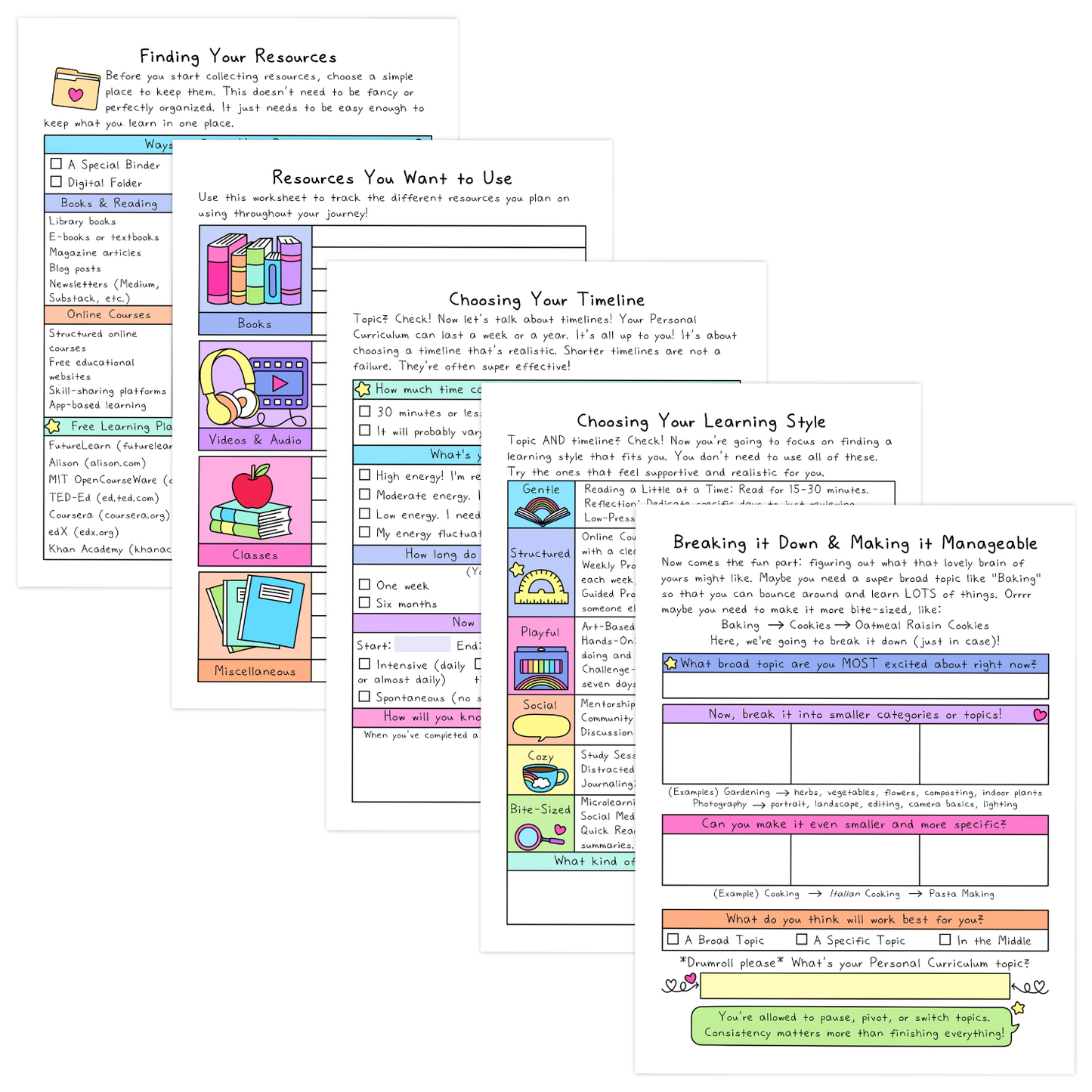 Personal Curriculum Workbook | Self Discovery Journal | Learning Plan Guide