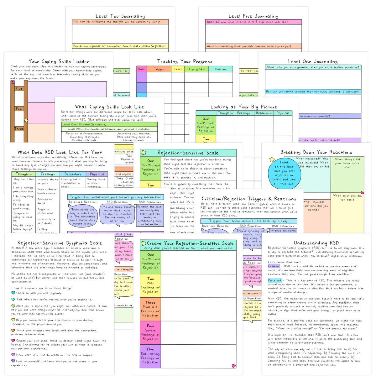 Rejection Sensitive Dysphoria Scale | RSD Workbook | Self-Love Rainbow ...