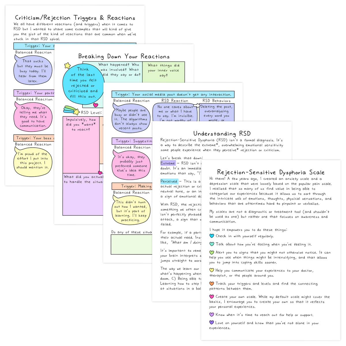 Rejection Sensitive Dysphoria Scale | RSD Workbook | Self-Love Rainbow ...