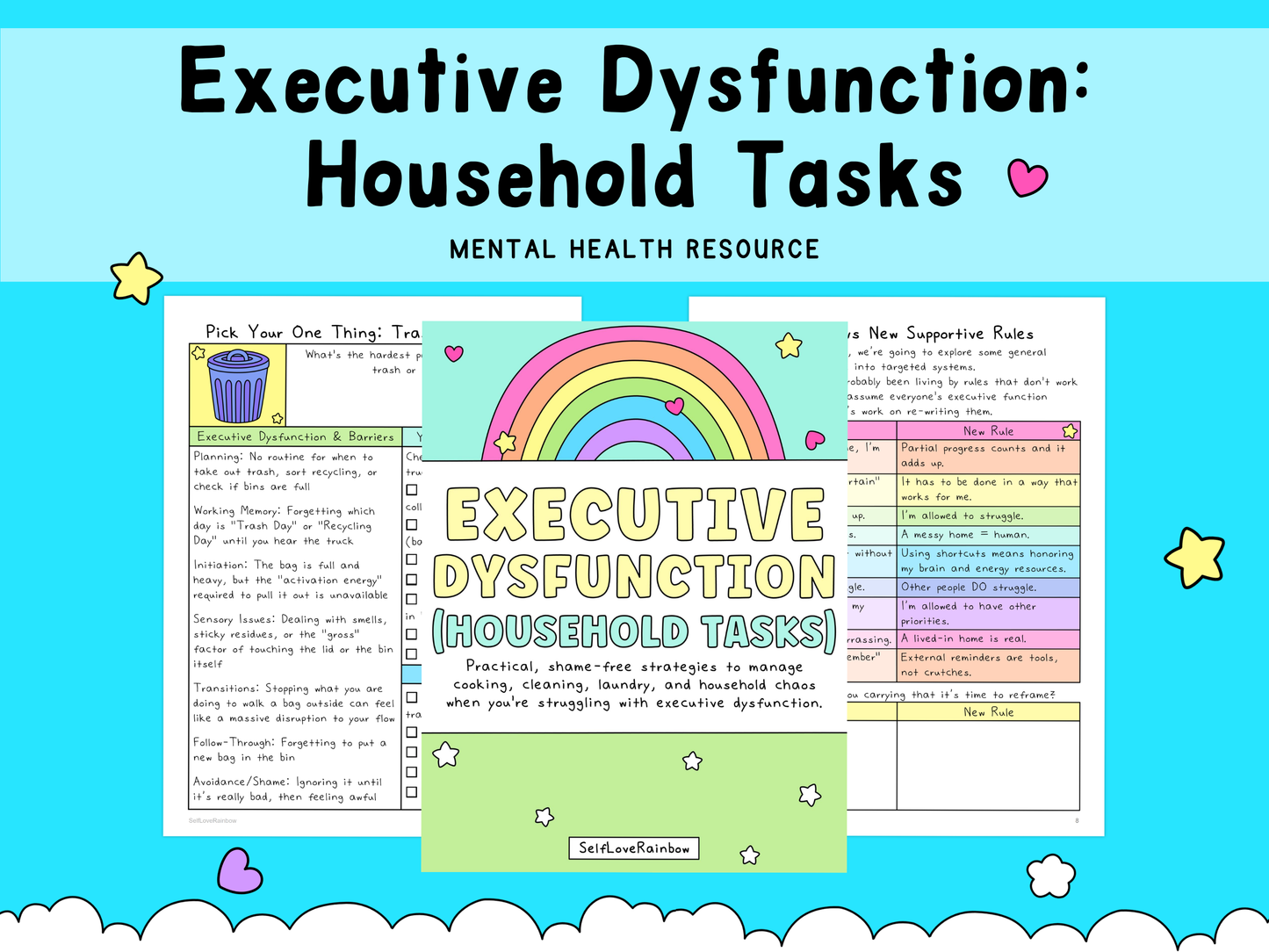 Executive Dysfunction: Household Tasks Workbook | ADHD Tool, Overwhelm, Anxiety, Depression