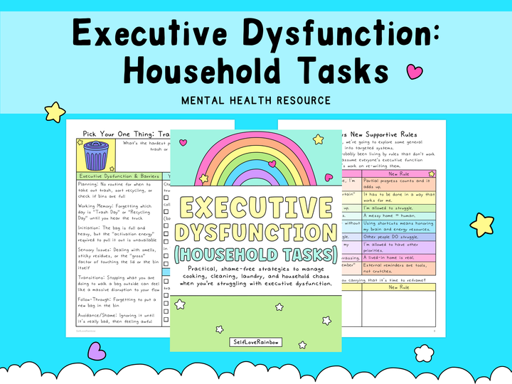 Executive Dysfunction: Household Tasks Workbook | ADHD Tool, Overwhelm, Anxiety, Depression
