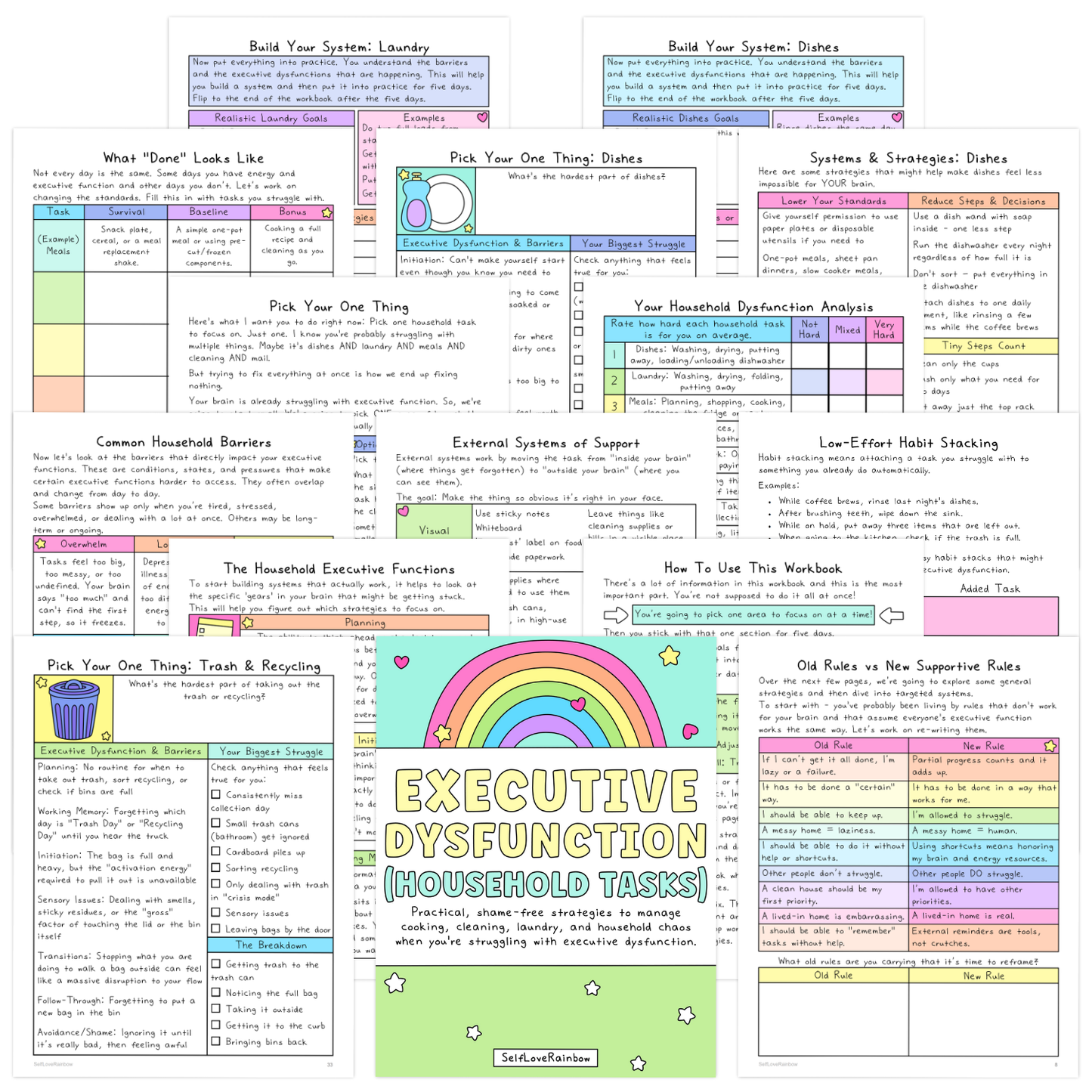 Executive Dysfunction: Household Tasks Workbook | ADHD Tool, Overwhelm, Anxiety, Depression