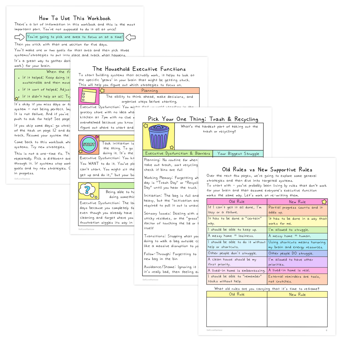 Executive Dysfunction: Household Tasks Workbook | ADHD Tool, Overwhelm, Anxiety, Depression