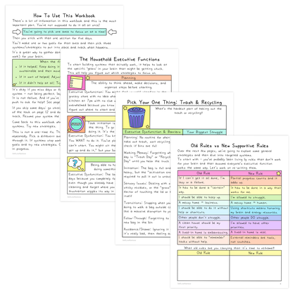 Executive Dysfunction: Household Tasks Workbook | ADHD Tool, Overwhelm, Anxiety, Depression