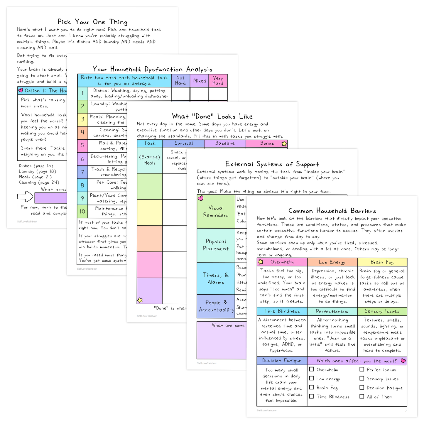 Executive Dysfunction: Household Tasks Workbook | ADHD Tool, Overwhelm, Anxiety, Depression