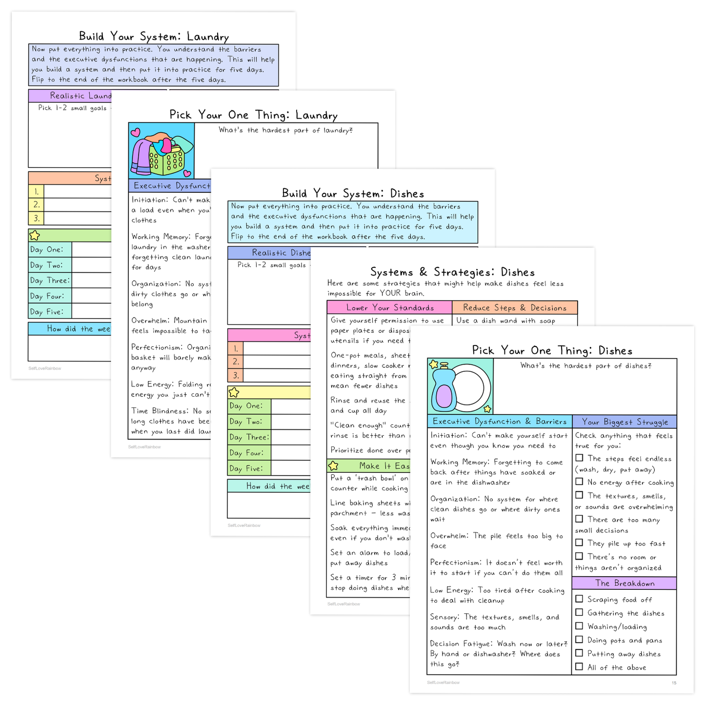 Executive Dysfunction: Household Tasks Workbook | ADHD Tool, Overwhelm, Anxiety, Depression