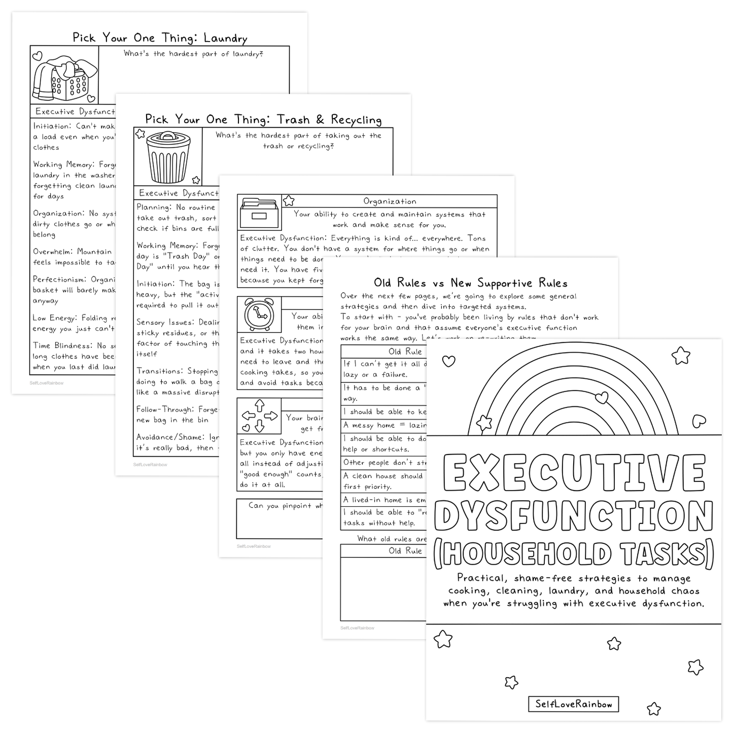 Executive Dysfunction: Household Tasks Workbook | ADHD Tool, Overwhelm, Anxiety, Depression