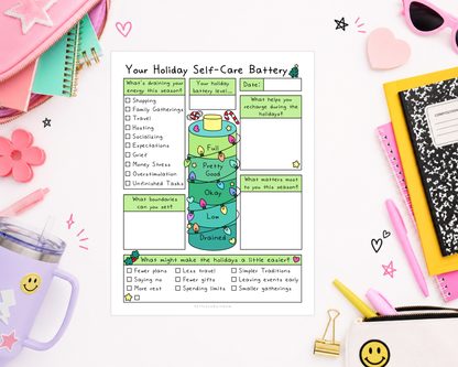 Holiday Self-Care Battery Worksheet