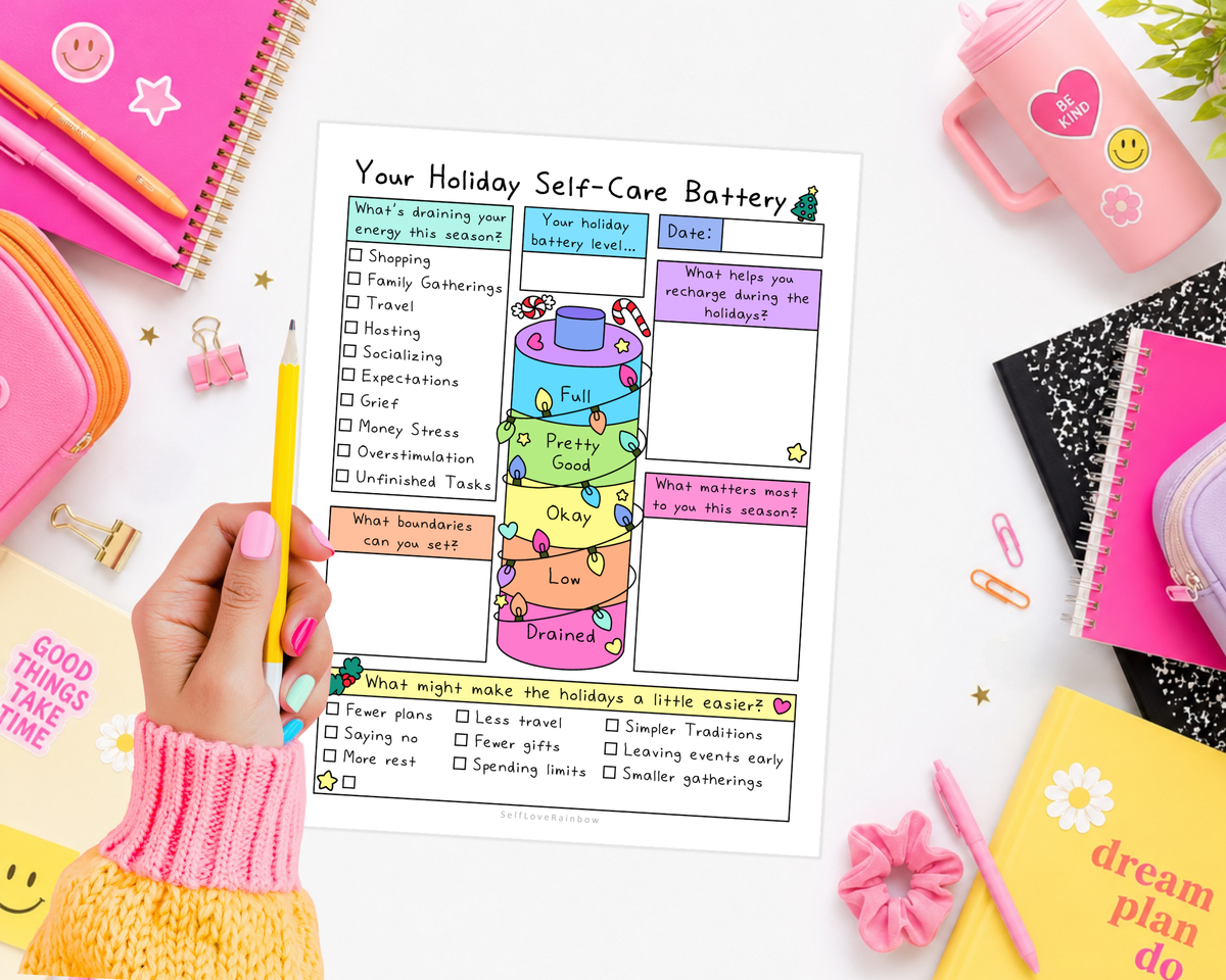 Holiday Self-Care Battery Worksheet