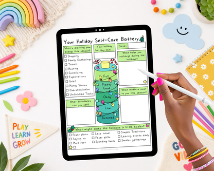 Holiday Self-Care Battery Worksheet