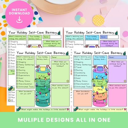 Holiday Self-Care Battery Worksheet