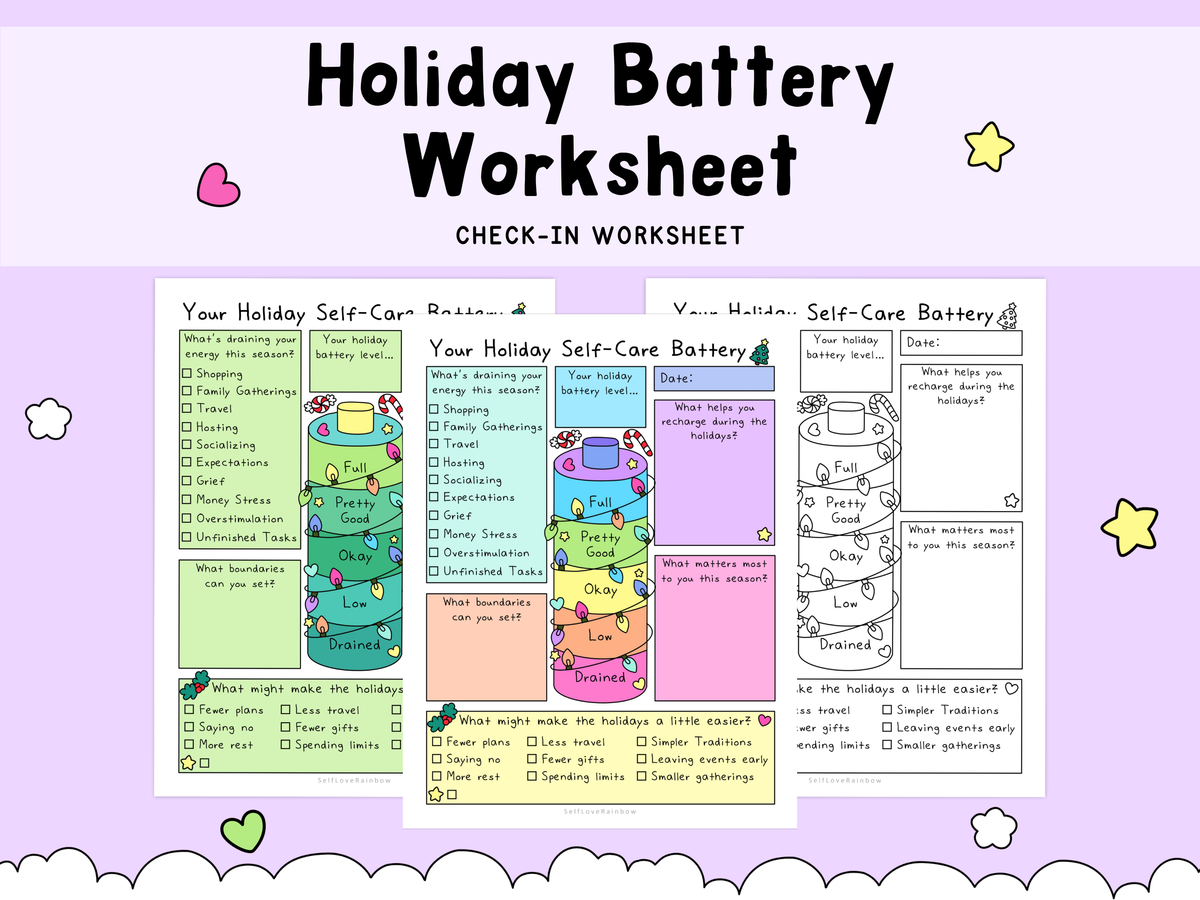 Holiday Self-Care Battery Worksheet
