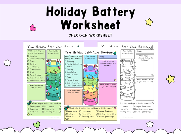 Holiday Self-Care Battery Worksheet