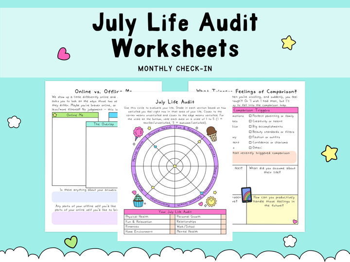 July Life Audit Worksheets