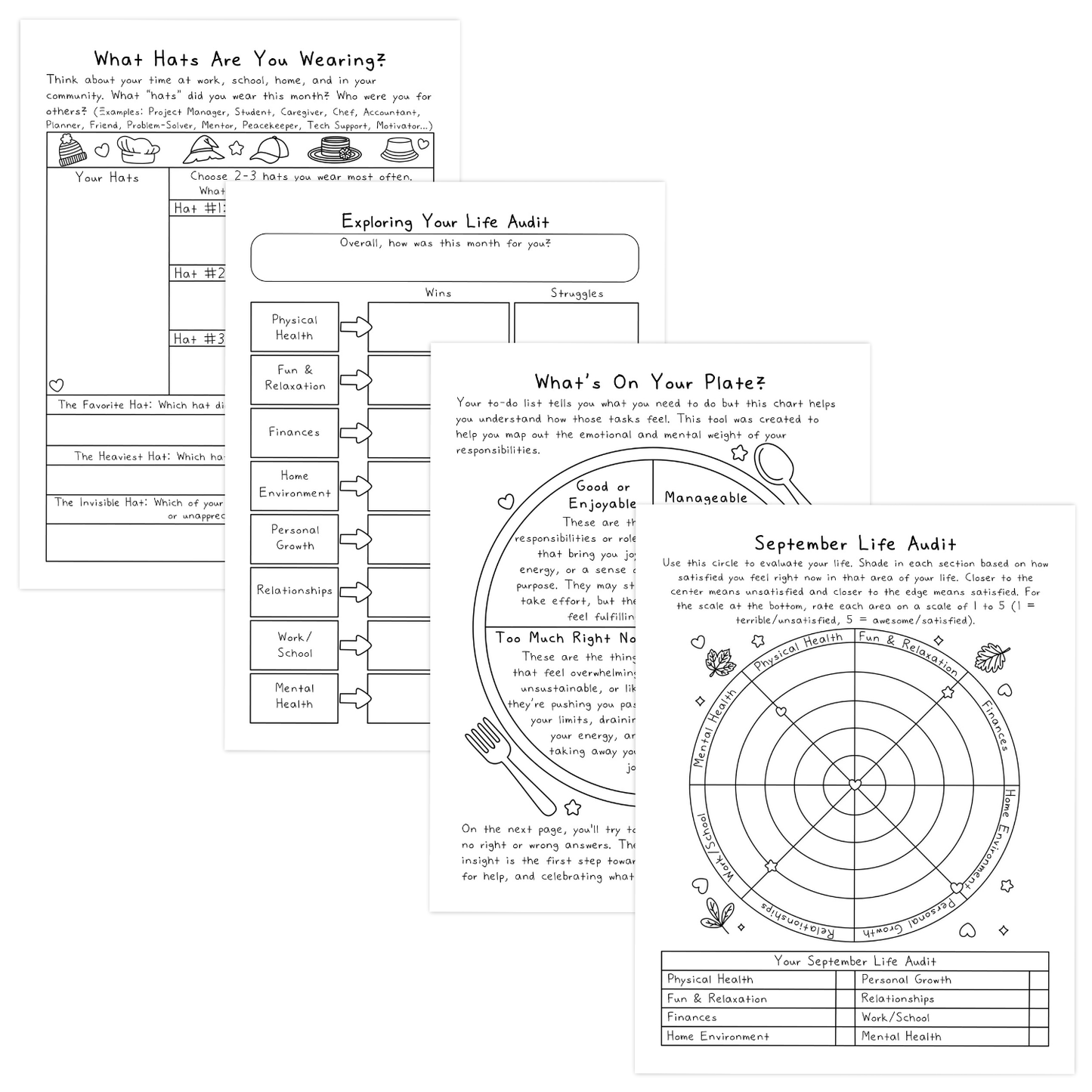 September Life Audit Worksheets