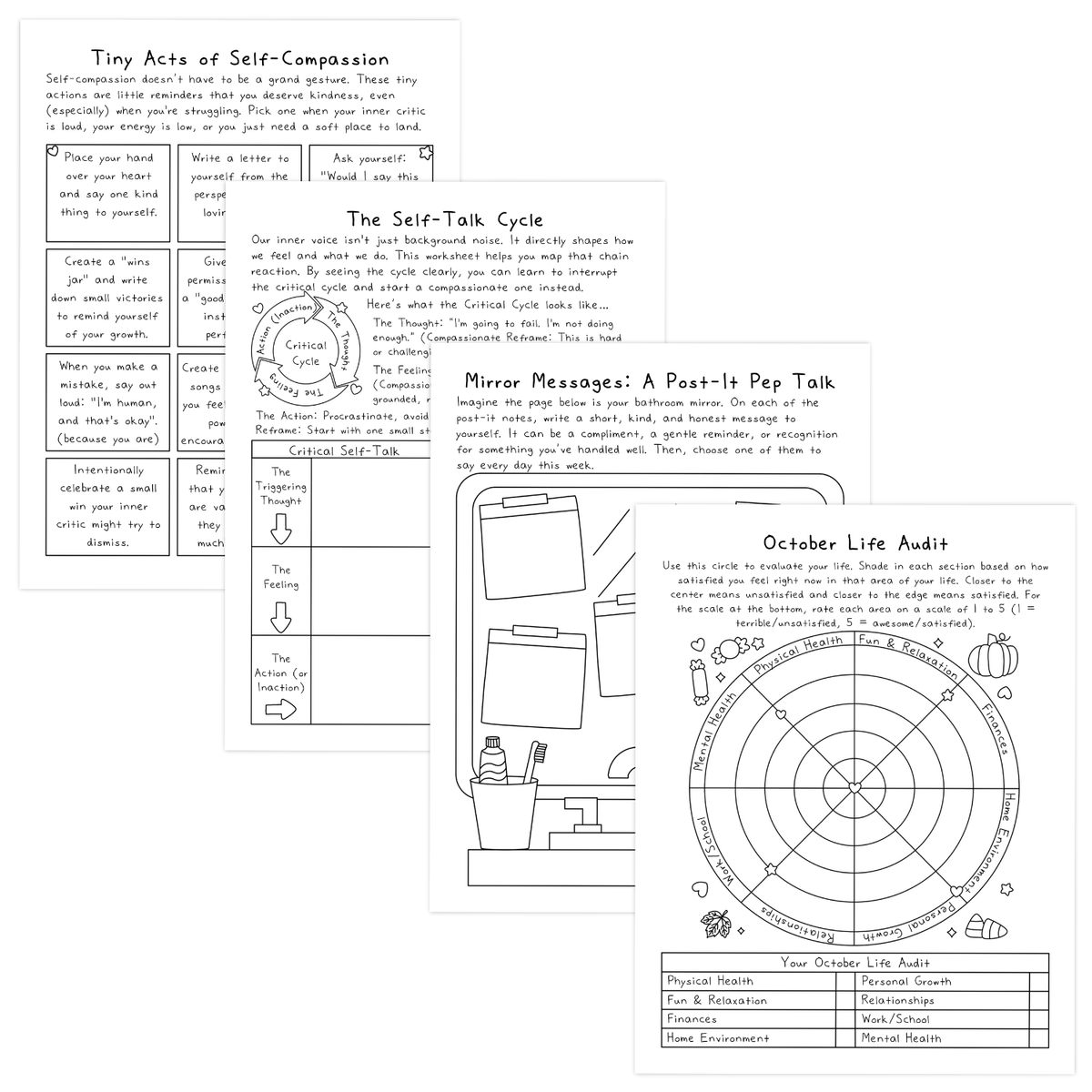 October Life Audit Worksheets