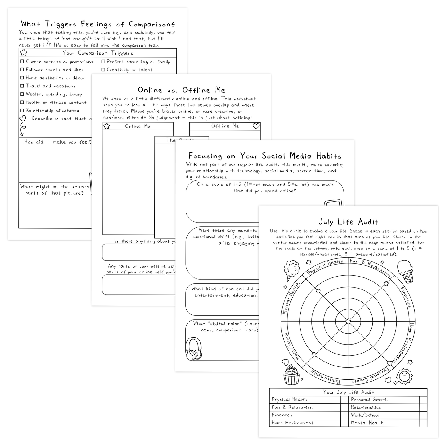 July Life Audit Worksheets