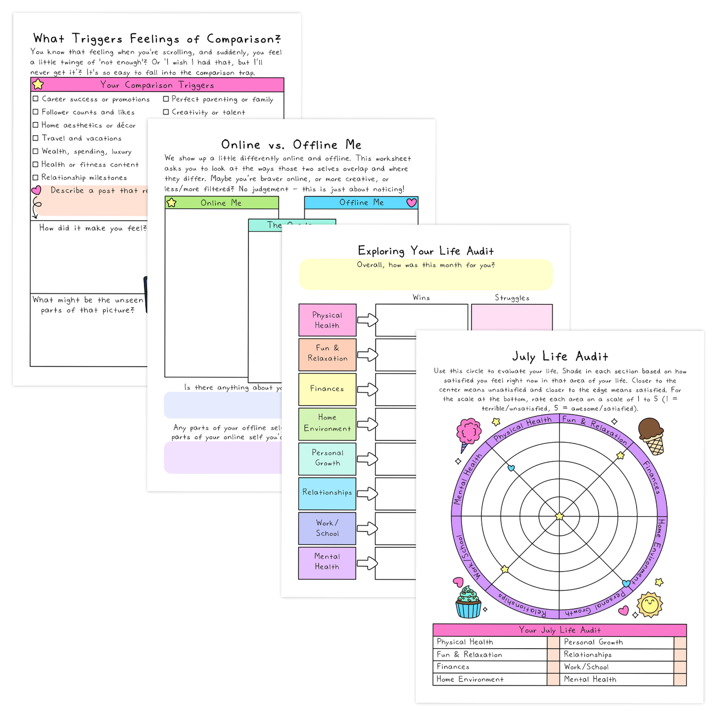 July Life Audit Worksheets
