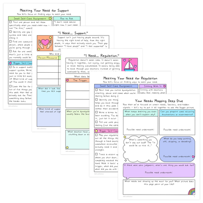 Four worksheets for self-care and emotional regulation