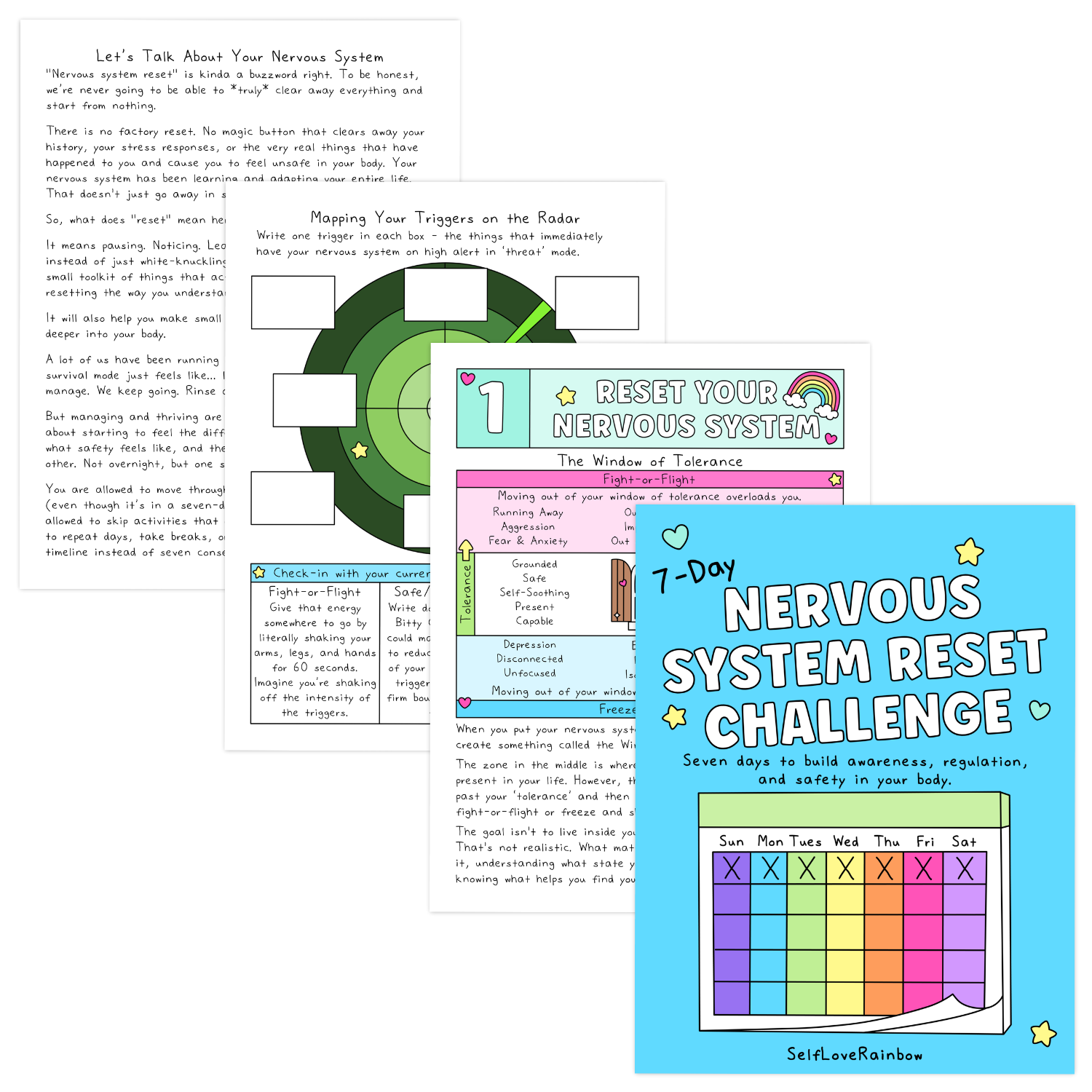 A graphic titled Let's Talk About Your Nervous System with text and diagrams about nervous system regulation