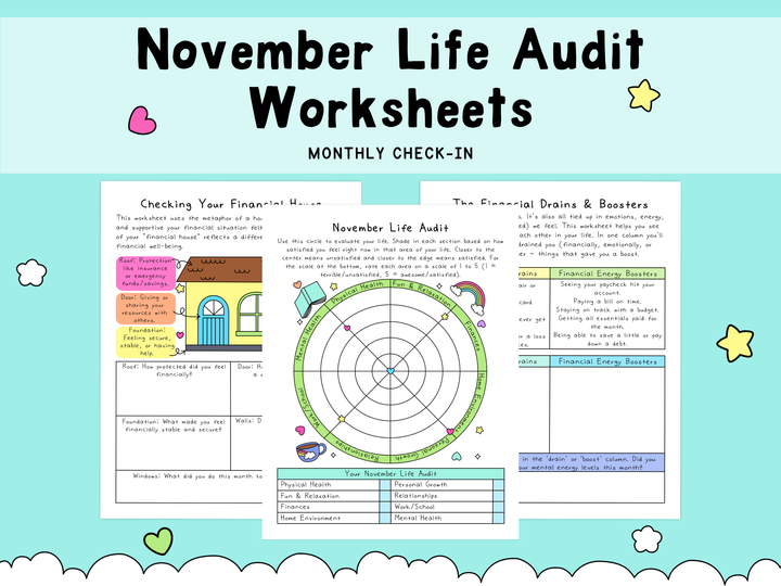 November Life Audit Worksheets