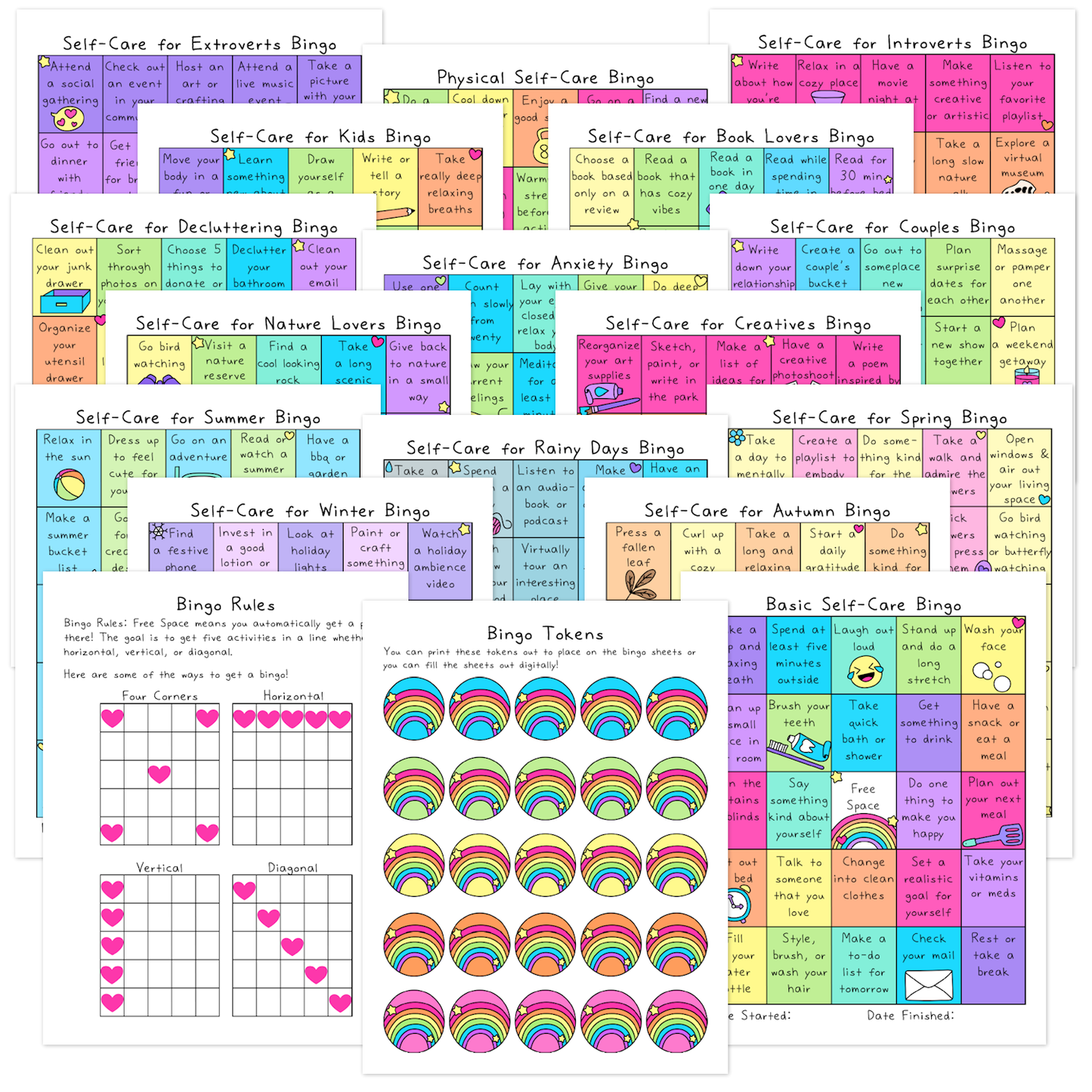 Self-Care Bingo Sheets