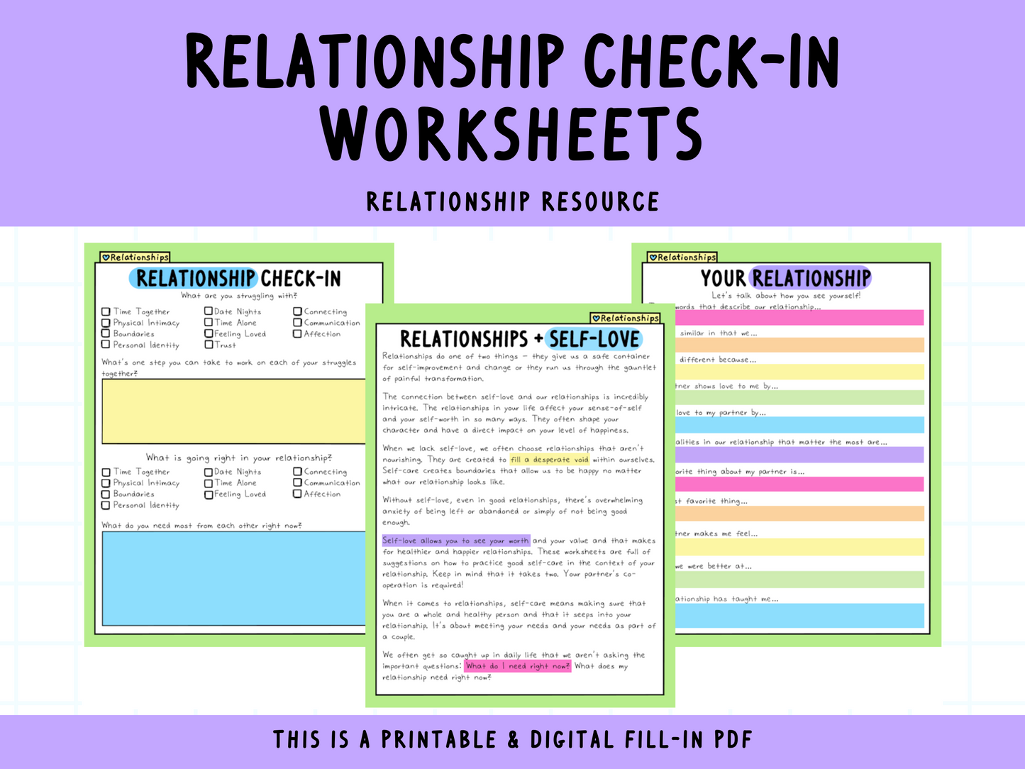 Self-Love Workbook: Relationship Add-On