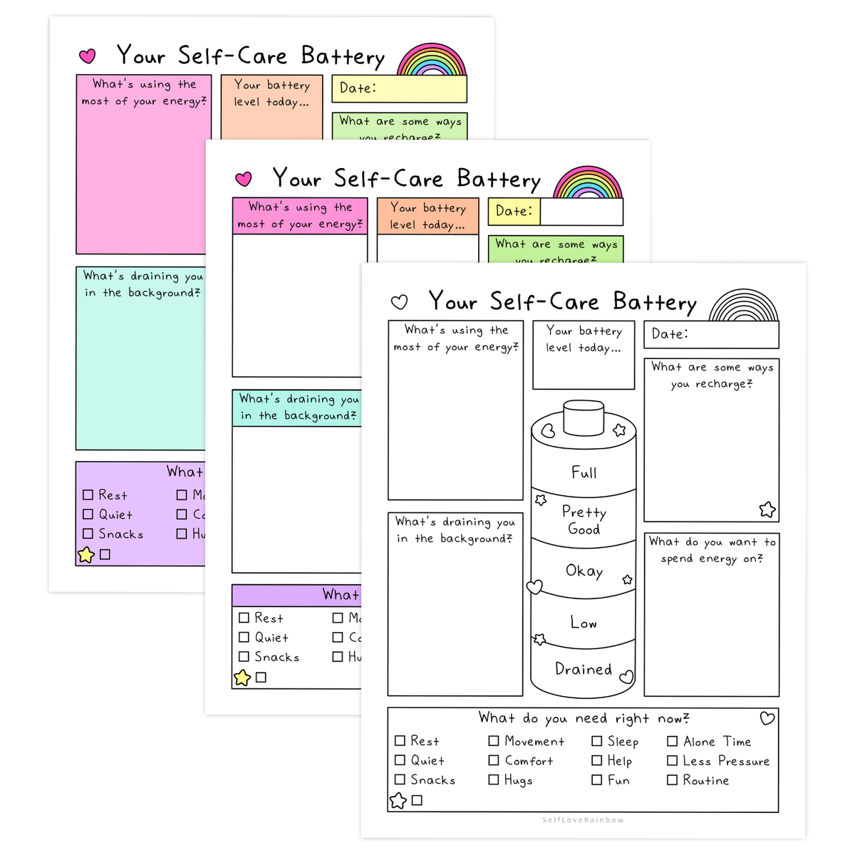 Self-Care Battery Worksheet