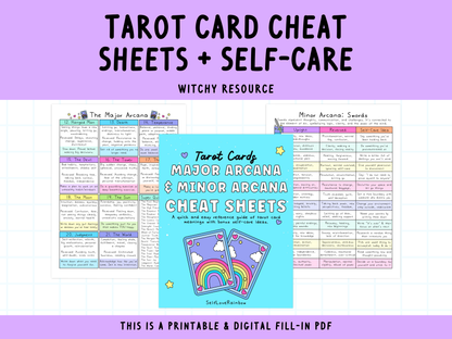 Tarot Cheat Sheet with Self-Care Ideas